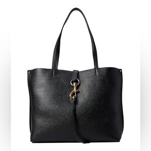 Rebecca Minkoff Megan new Black Leather Tote Bag calf QVC